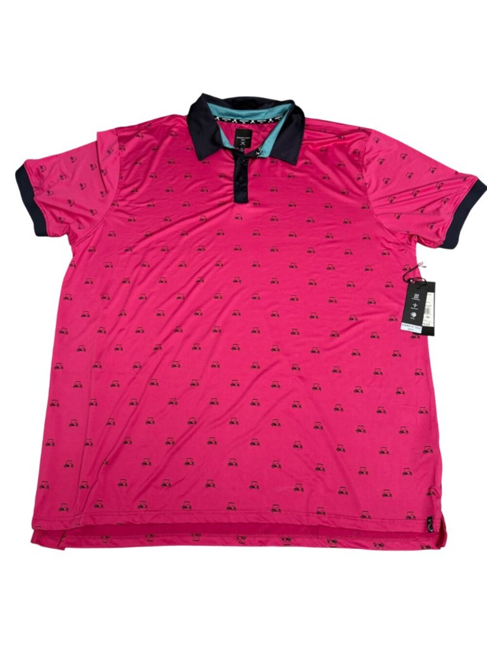Kenneth Cole Golf Polo Shirt Pink Golf Cart Print Moisture-Wicking UPF 50+, 4XL - Picture 8 of 8